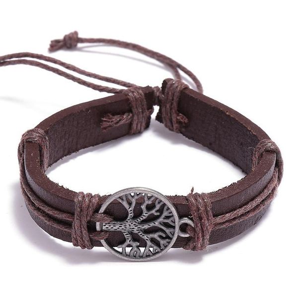 

eif dock metal tree of life charm leather rope chain bracelets for women male length adjustable punk jewelry drop jlldaw