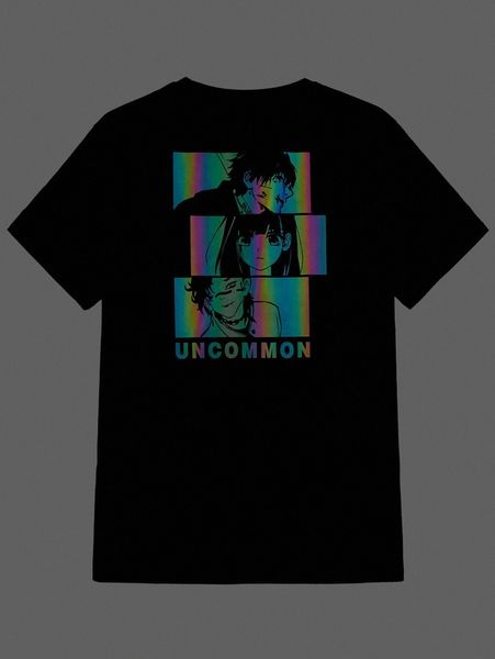 

men reflective letter and figure graphic tee r7xp#, White;black