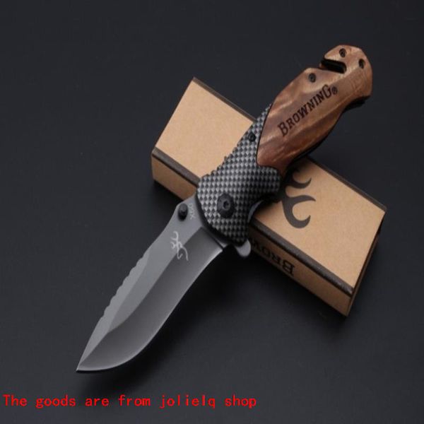 

x50 browning titanium tactical whoesale knife folding flipper 5cr15mov wood handle flipper camping hunting survival pocket xmas qynf bppsd