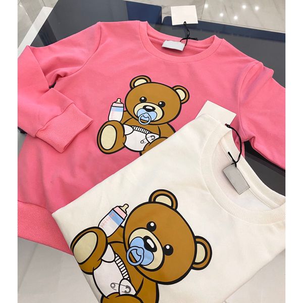 

дети толстовка мода пуловер с бутылочкой медведь и письмо печати по уходу за детьми мальчики одежды для девочек модной дряблой фуфаек одежды, Black