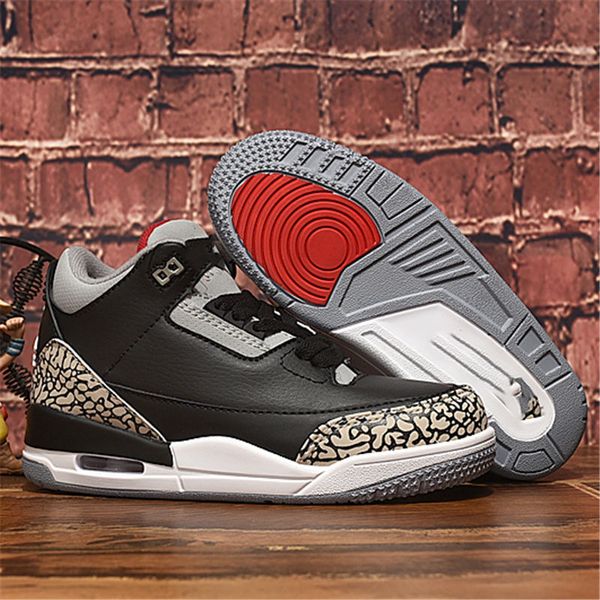 

new kids athletic shoes children j3 basketball shoes wolf grey toddler j3 sport sneakers for boy girl toddler chaussures, Black