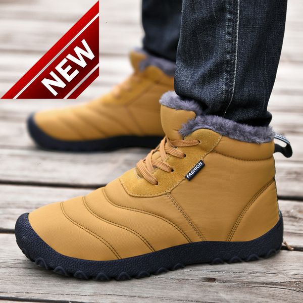 

2021 winter fashion large outdoor snow boots with cotton shoes 39-46 lace up men's, Black