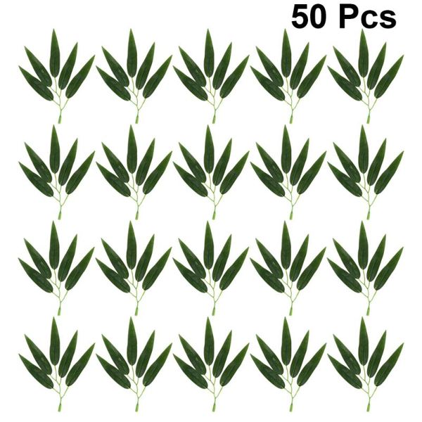 

50pcs simulated bamboo leaves bamboo branches fake branches household decorations adornment for home office restaurant