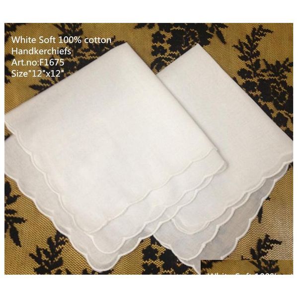 

shipping home &textiles wedding handkerchief 60pcs/lot 12x12"white soft 100% cotton ladies hankie hanky elegant scallop edges for olud5
