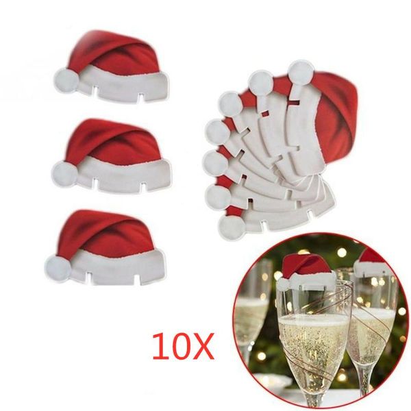 

christmas decorations 10pcs/lot hats for champagne glass cup