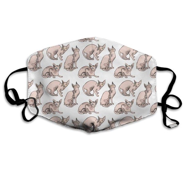 

ideal gift - breathable anti dust mouth mask warm windproof reusable washable half face mask fashion novelty hairless naked cats sphynx cats