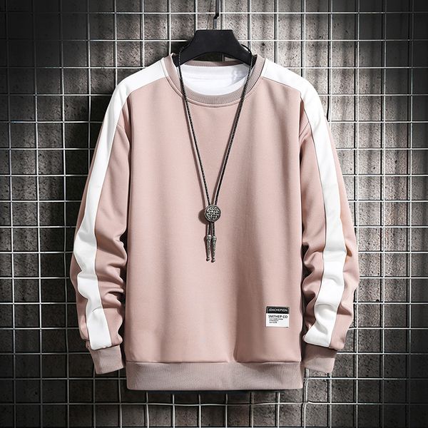 

long sleeve sweatshirts men fashion 6 colors hoodie mens casual o-neck patchwork sweatshirt for young kg-505, Black