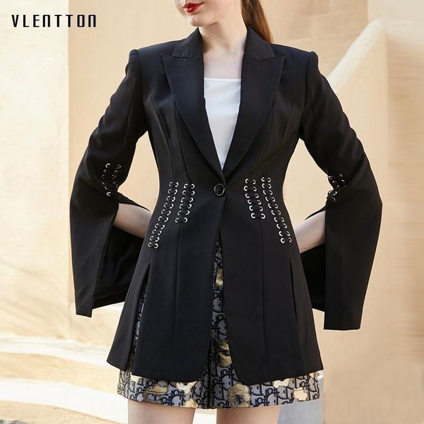 

autumn black blazers women solid button lace up split slim jacket coat female outerwear office lady blazer feminino1, White;black