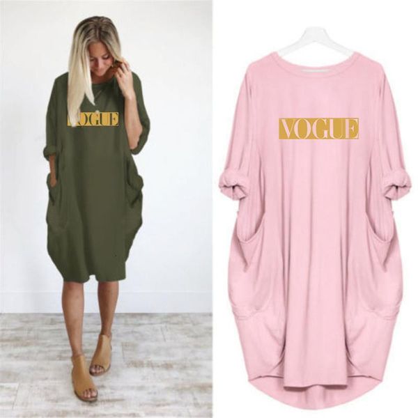 

vogue print summer dress women pockets midi t shirt dresses ladies long large plus size 5xl casual dress loose clothes, Black;gray
