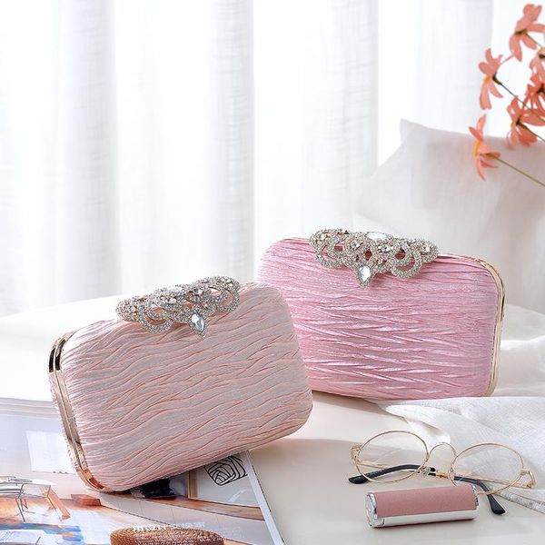 

the large capacity rhinestone satin evening clutch handbag