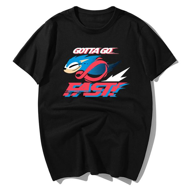 

funny anime sonic the hedgehog gottato fast man's summer men's short sleeve harajuku streetwear sport hooded sweatshirt hoodie men