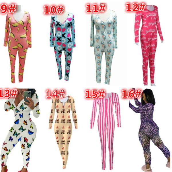 

women jumpsuits designers clothes 2020 nightwear workout button skinny bodysuit print long sleeve v-neck onesies ladies plus size rompers, Gray