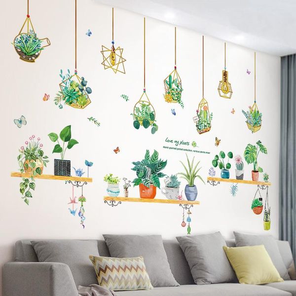 

wall stickers [shijuekongjian] potted plant diy succulent decals for house living room bedroom kitchen decoration