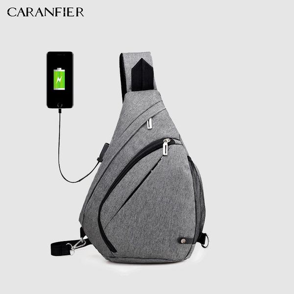 

caranfier shoulder bags usb charger design crossbody bags multi-function small travel chest for men casual messenger packs