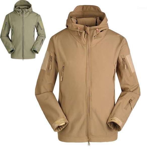 

outdoor jackets&hoodies men's tactical soft-shell jackets hiking fishing pockets casual fleece windbreaker hooded coat outerwear s-xxxl, Blue;black