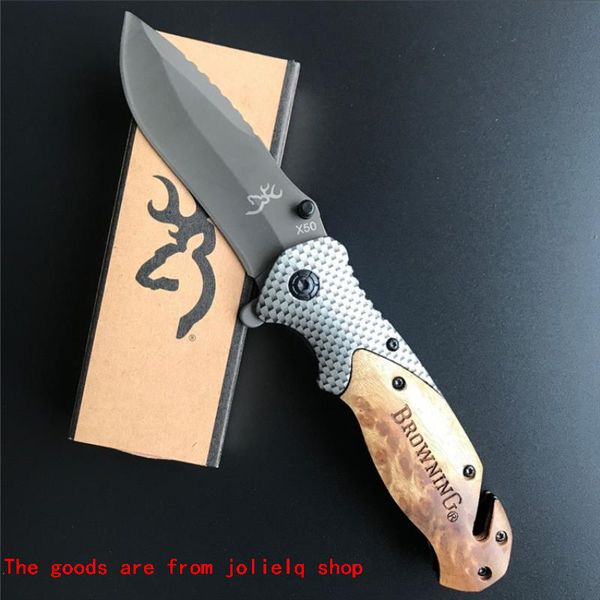 

x50 knife tactical browning surviving folding pocket knife steel blade wood handle titanium survival knives huntting fishing hand qynf rpme