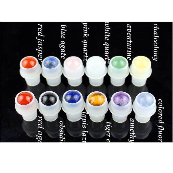 

20pcs/lot natural gemstone roller ball bottle 5ml 10ml thick essential oil roll on bottles empty refillable perfume jllrix