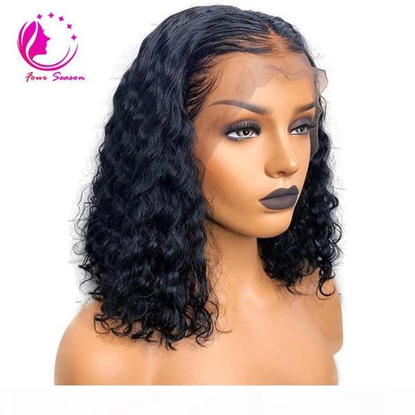 

100% unprocessed 13x6 curly human hair lace front wigs for black women brazilian remy hair pre plucked glueless wigs with baby hair, Black;brown