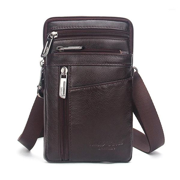 

waist bags gold croal genuine leather small belt for men 6 inch phone bag card holder pouch purse pocket cigarette key case1