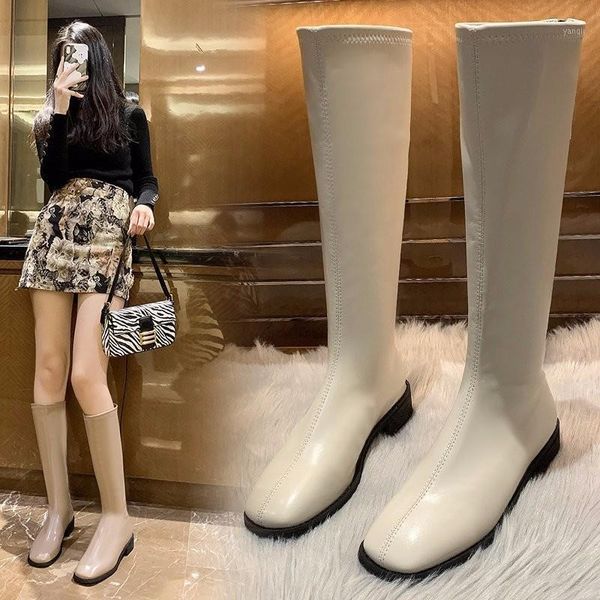 

elegant fashion women long high boots plus size35-44 knee-high boots for women square heel zipper botas mujer shoes woman autumn1, Black