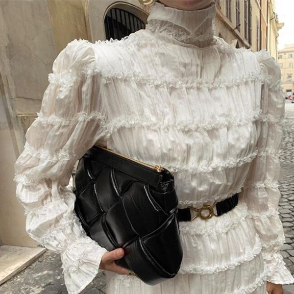 

french style temperament turtleneck heavy industry lace stitching dress women flared sleeve pleated dress with belt1, Black;gray
