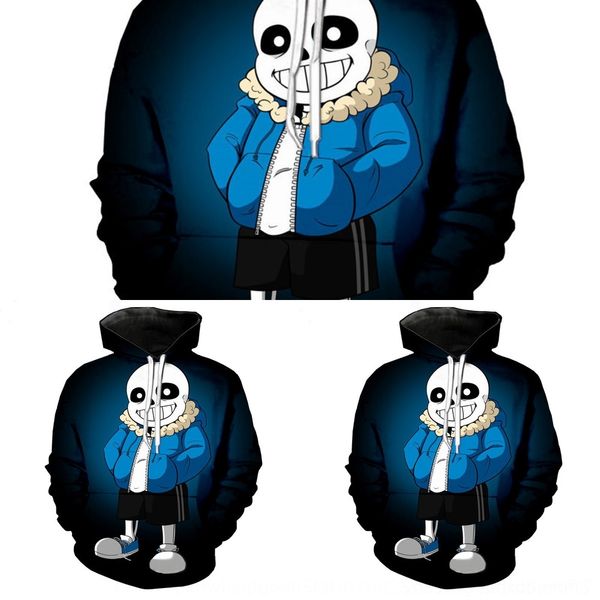 

9sdia череп sans с капюшоном 3d пальто свитер напечатаны свитер qsgwk игры пальто под легендой subtale анимации, Black