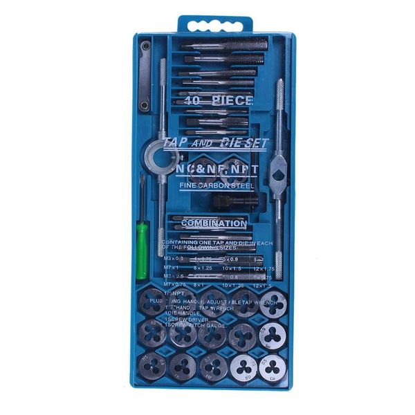 

tap and die set 40 piece w/case tapping threading chasing repair new