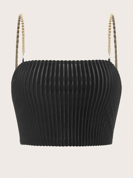 

chain strap velvet crop cami 51ia#, White