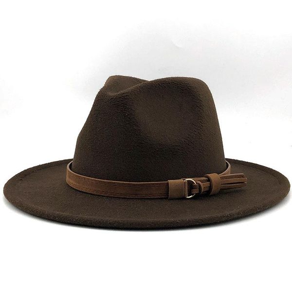 

neutral wool-like hard hat suede belt woolen hat british style autumn and winter tweed big brim jazz, Blue;gray