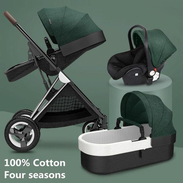 

strollers# high landscape baby stroller 3 in 1 carriage cotton 2 pram light child cart two way kid car suite for lying and seating