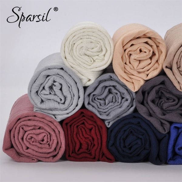 

sparsil women summer soft tr cotton scarves retro tassels solid color 180x90 shawls female thin wraps hijab beach holiday scarf y201007, Blue;gray
