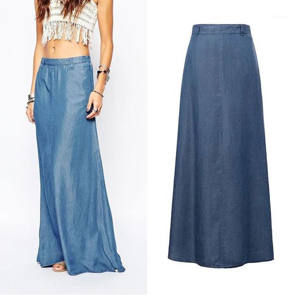 

summer new style western style fashion tencel denim skirt high-waisted after zipper slimming versatile women's dress1, Gray