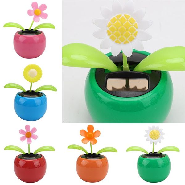 6pc Auto Dekoration Solar Powered Tanzen Blume Schwingen Animierte Tänzerin Sonnenblume Auto Lustige Spielzeug Ornamente Random225x