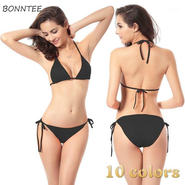 

bikinis set bikini women fashion european adjustable woman triangle swimwear candy colors soft summer basic female split swimsuit1