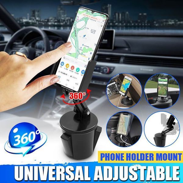 

universal-adjustable car mount for cell phones 180 degree rotary cup holder stand