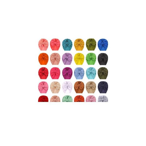 

baby cotton blends headband soft bowknot turban hair bands soft knit fabric pleated bow indian hat qylnbm, Yellow