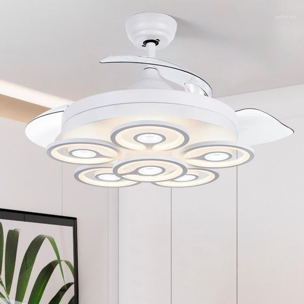 

invisible fan lamp modern simple dining room living room bedroom led dimming household live fan nordic chandelier1