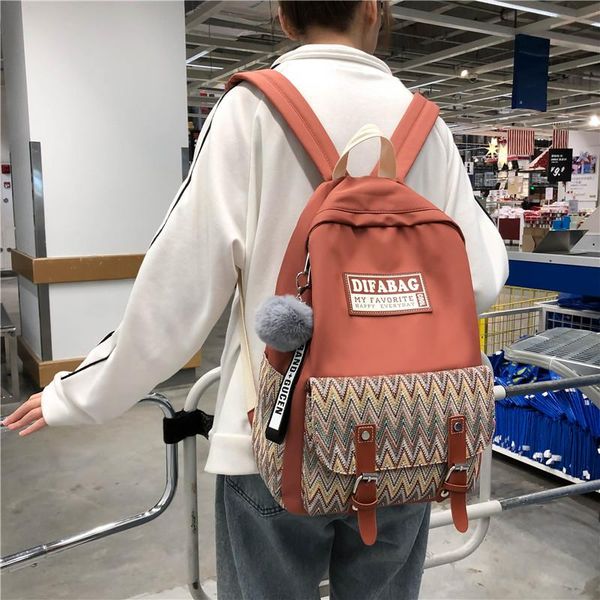 

lenlei chinese style belt buckle backpack waterproof nylon women backpack female schoolbag for teenage girls travel bag mochila