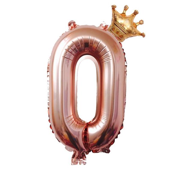 

32inch rose gold crown количество фольга воздушные шары с днем рождения партия украшения дети digit воздуха globos рисунок balloon свадьба д