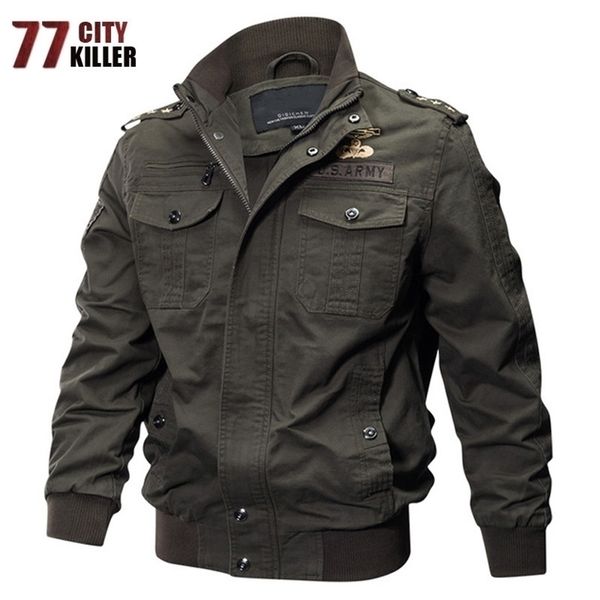 

77city killer military pilot jackets men bomber cotton coat tactical army jacket male casual air force flight jacket size m-6xl 201114, Black;brown