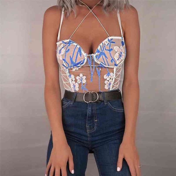 

summer white lace bodysuit hollow women floral embroidery bandage bustier and corset transparent splice mesh jumpsuit, Black;white