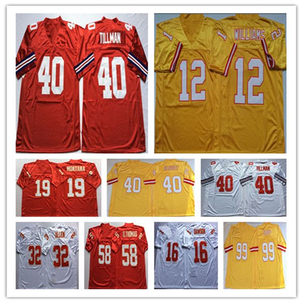 Homens College Vintage American Football Jerseys Derrick Thomas Len Dawson Joe Montana Pat Tillman Hardy Nickerson Lee Roy Selmon Warren Sapp Mike Alstott Williams