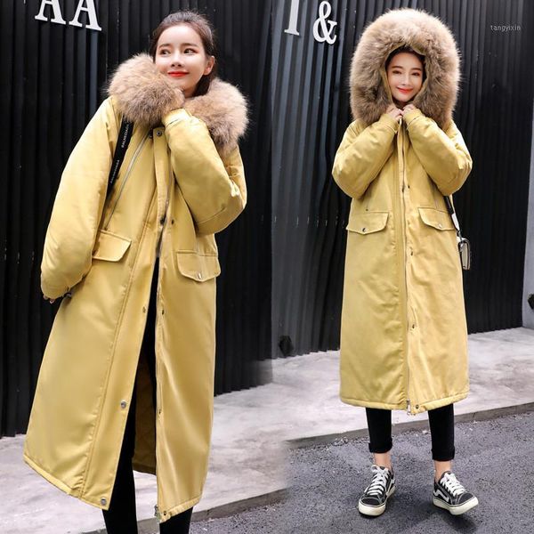

yvlvol 2019 denim cotton winterl jacket women with a fur collar loose clothing outerwear quality women winter coat1, Black