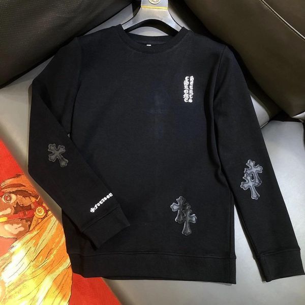 

new outlet 2020 autumn casual men's sweater letter embroidery cotton long sleeve youth popular loose collar, Black