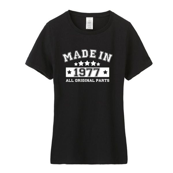 

women's t-shirt cool made in 1977 t shirt women short sleeve o-neck cotton female birthday gift tshirt jl-128, White