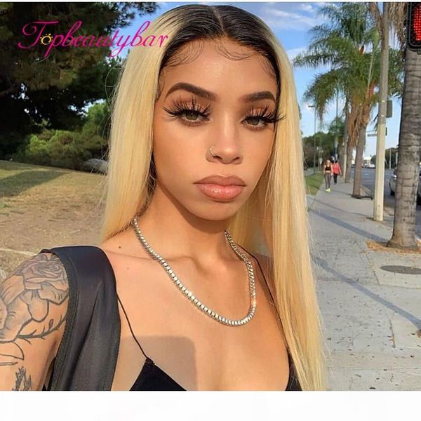 

1b613 blonde lace front wig honey blonde straight human hair wigs 13x4 lace front 24 inch transparent glueless wigs for women, Black;brown