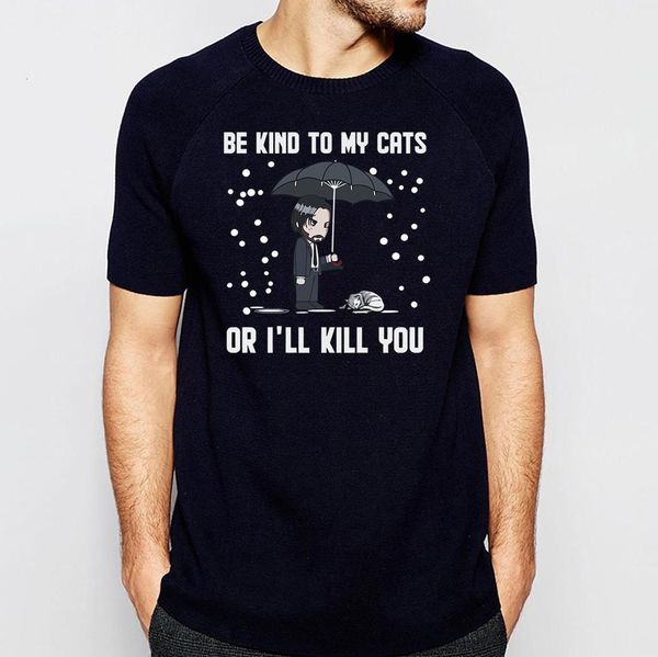 

keanu be kind to my cats funny t shirt for men 2021 summer 100% cotton short sleeve tee male animal fashion, White;black