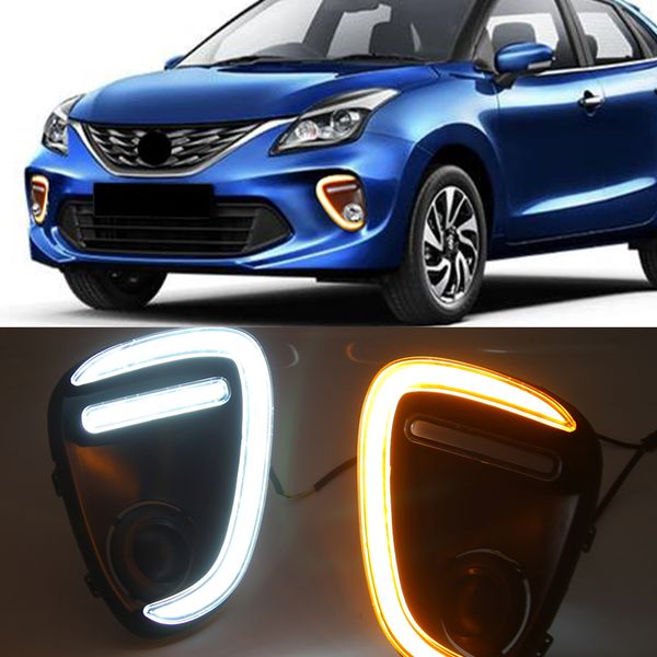 

1pair car led drl for suzuki baleno 2019 2020 daytime running lights fog lamp with yellow turn signal