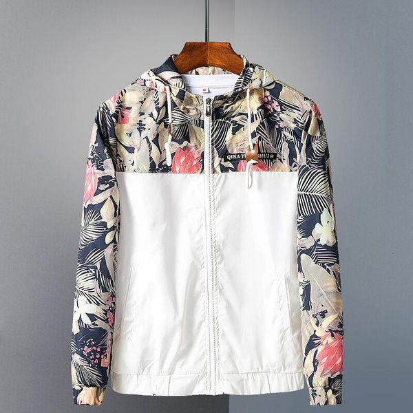 

2021 autumn new floral bomber jacket men's hooded jackets outerwear casual hip hop windbreaker coat slim fit flowers pilot coat, Black;brown