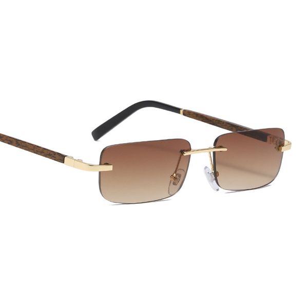 

rimless fashion sunglasses wood grain stylish sun glasses mens accessories vintage eyewear street protect trending product shade, White;black
